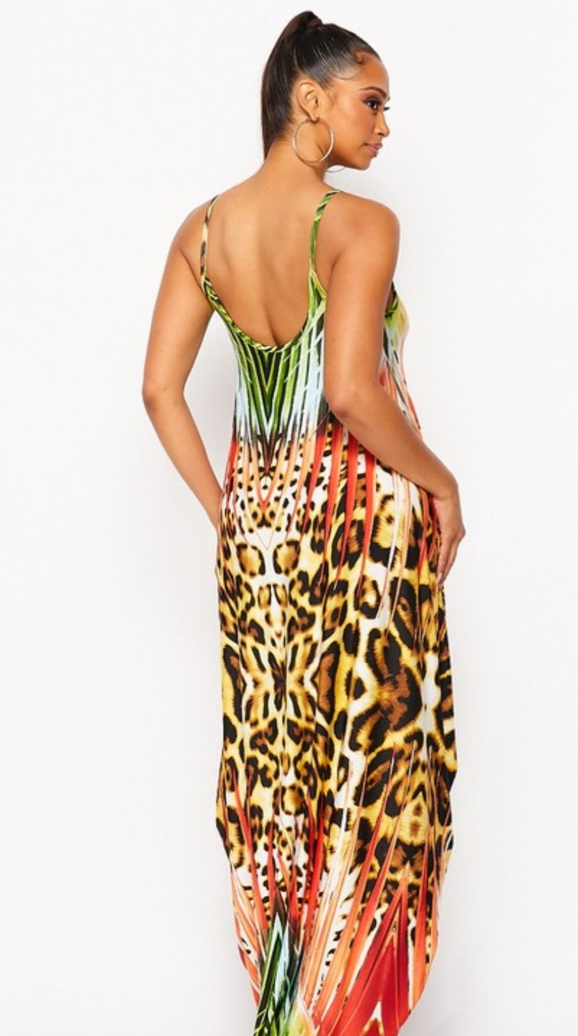Sunburst Leopard Maxi Dress