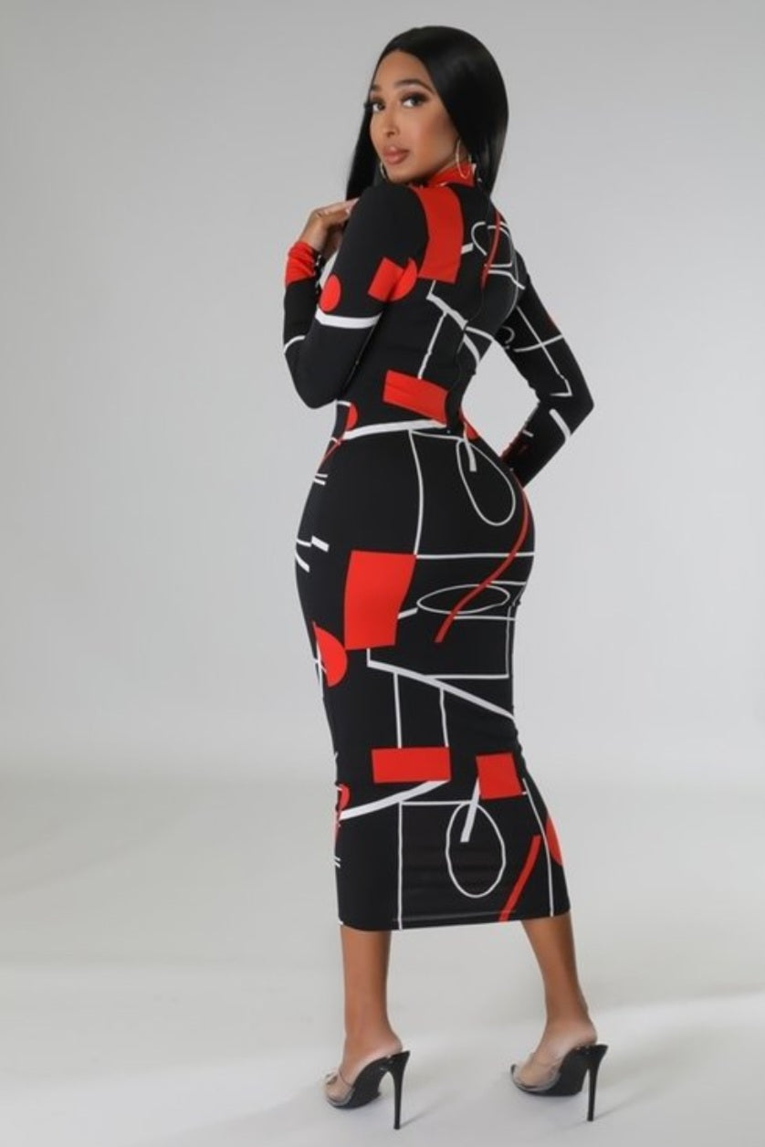 Abstract Midi Dress