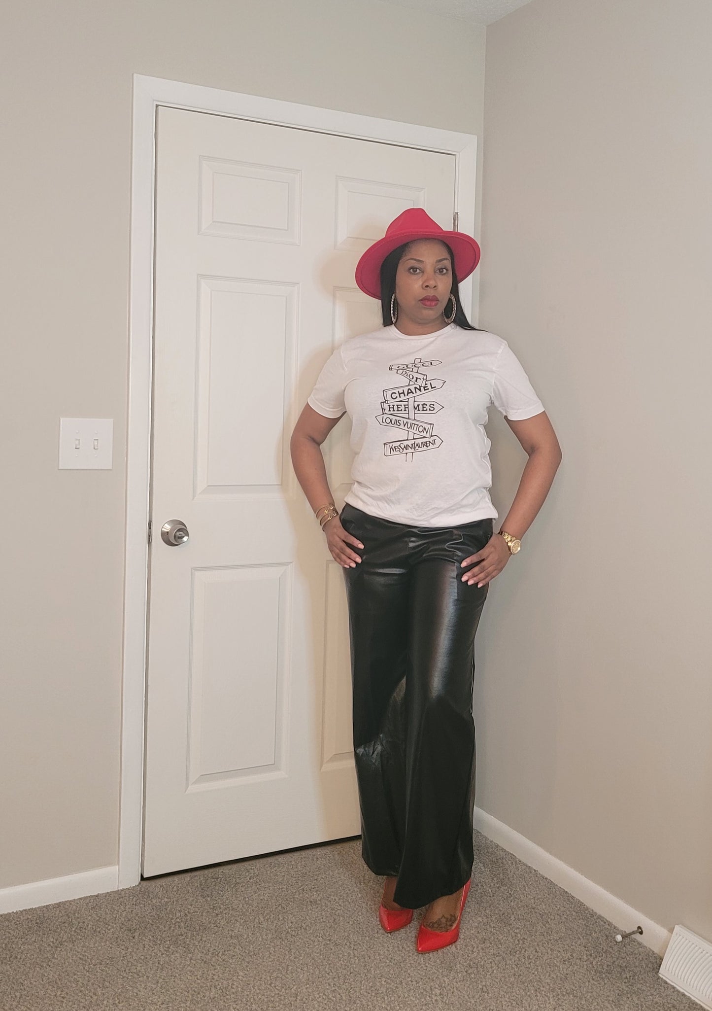 Wide Leg Faux Leather Pants