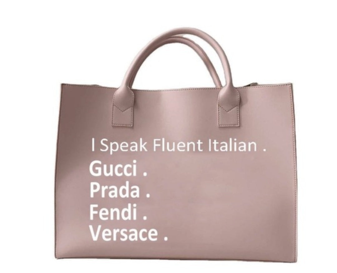 I Speak Leather Tote Bag