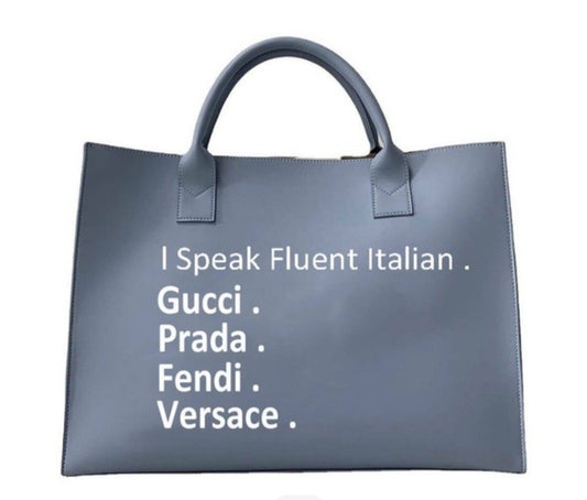 I Speak Leather Tote Bag