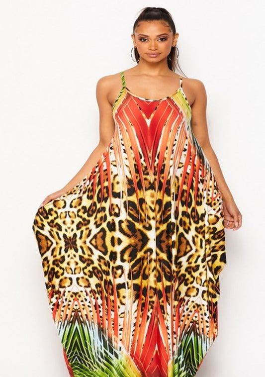 Sunburst Leopard Maxi Dress