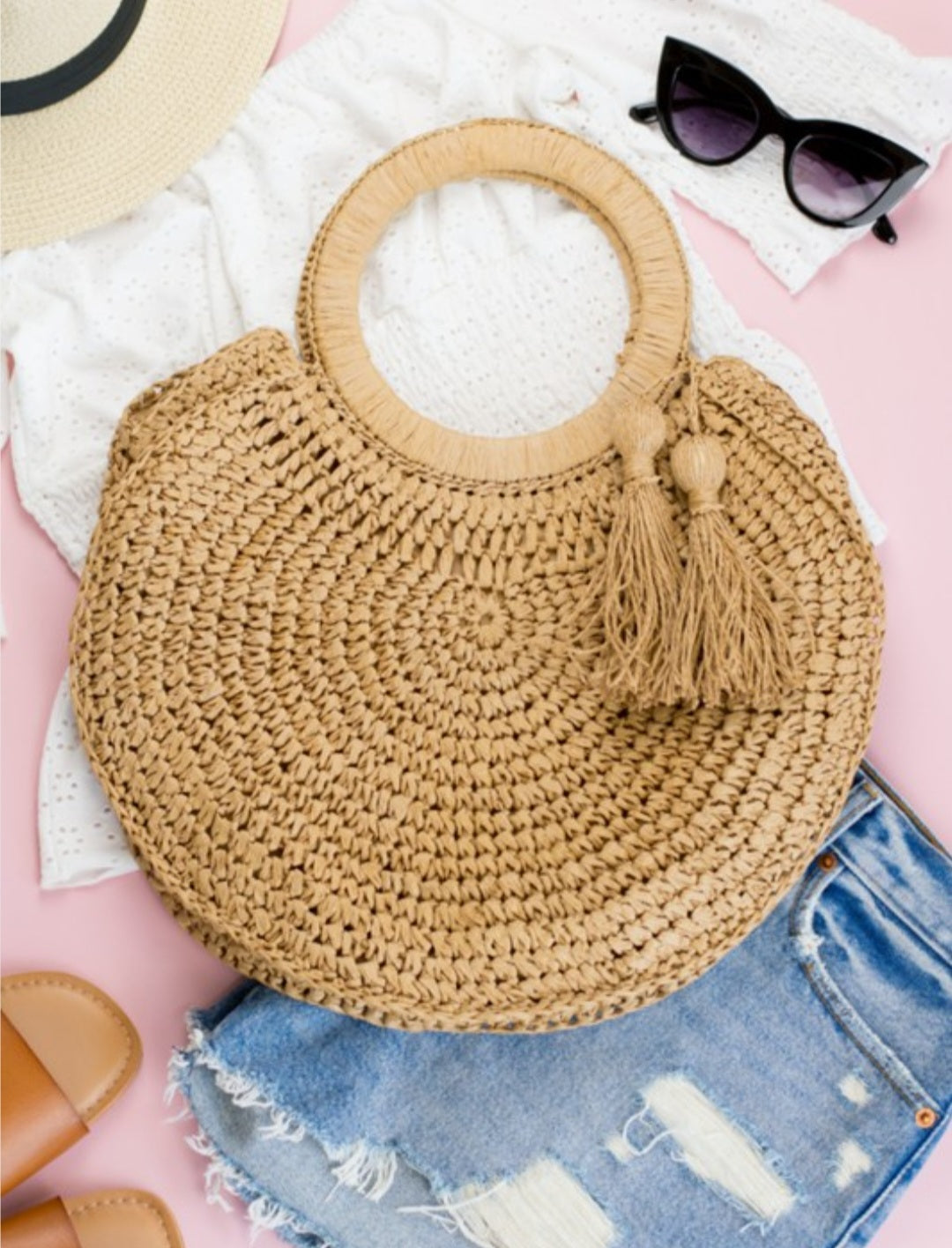 Straw Khaki Handbag