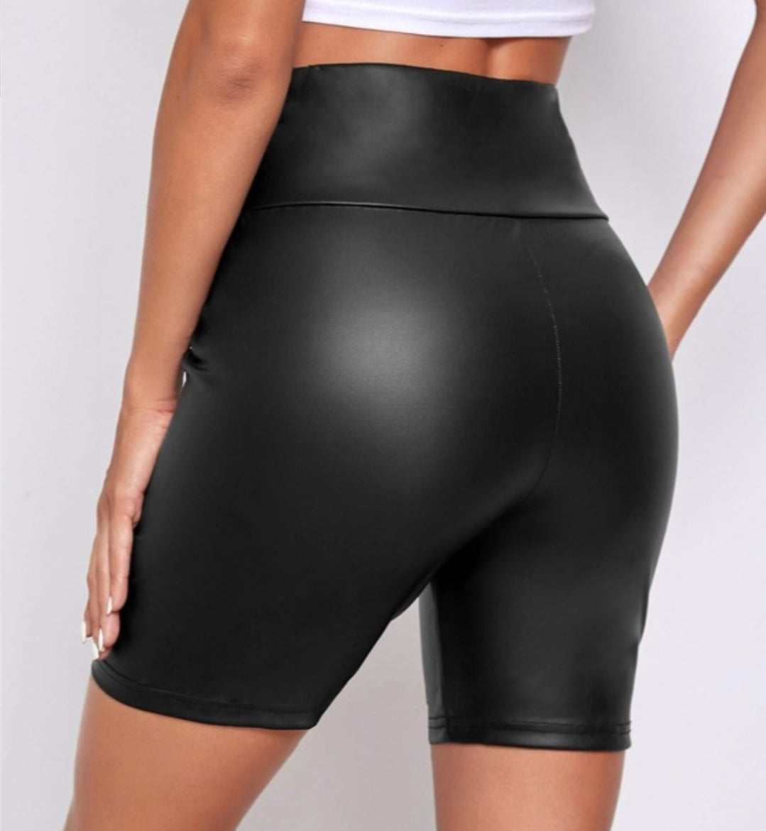 Faux Leather Biker Shorts