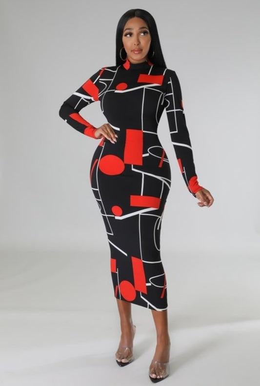Abstract Midi Dress